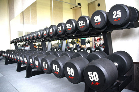 Набор обрезиненных гантелей Aerofit 52,5-60 кг (4 пары) | Aerofit Professional | aero-fitnes.ru