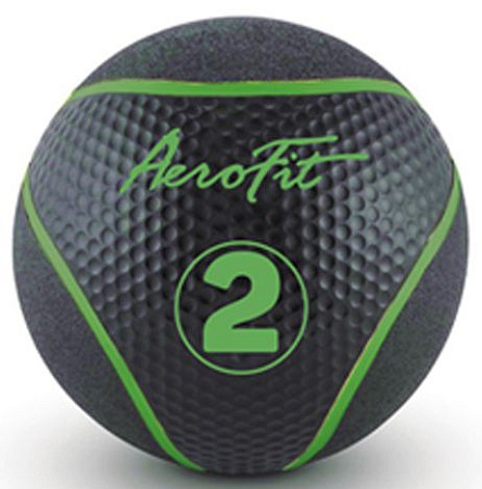 Медбол Aerofit 2 кг, черный/зеленый | Aerofit Professional | aero-fitnes.ru
