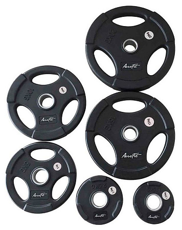 Олимпийский обрезиненный диск Aerofit 25 кг, черный матовый | Aerofit Professional | aero-fitnes.ru