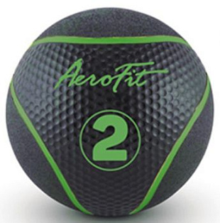 Медбол Aerofit 2 кг, черный/зеленый | Aerofit Professional | aero-fitnes.ru