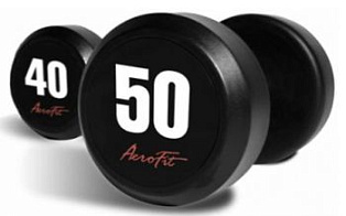 Набор обрезиненных гантелей Aerofit 40-50 кг (5 пар) | Aerofit Professional | aero-fitnes.ru