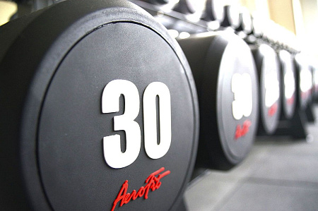 Набор обрезиненных гантелей Aerofit 2,5-25 кг (10 пар) | Aerofit Professional | aero-fitnes.ru