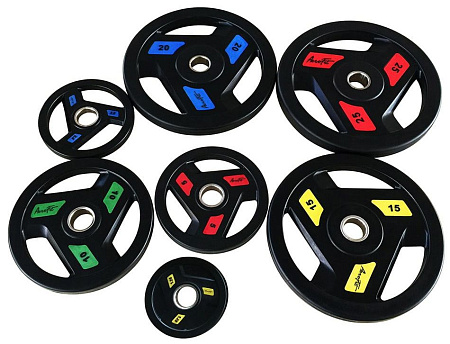 Олимпийский обрезиненный диск Aerofit 1,25 кг, черно-желтый | Aerofit Professional | aero-fitnes.ru