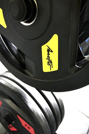 Олимпийский обрезиненный диск Aerofit 25 кг, черно-красный | Aerofit Professional | aero-fitnes.ru