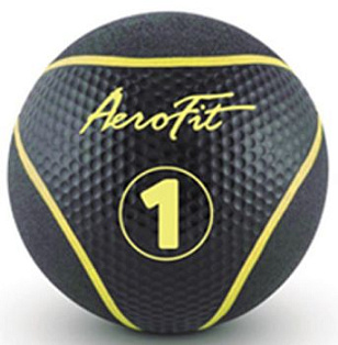 Медбол Aerofit 1 кг, черный/ желтый | Aerofit Professional | aero-fitnes.ru