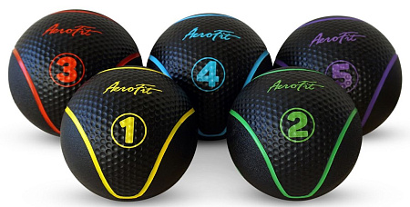 Медбол Aerofit 1 кг, черный/ желтый | Aerofit Professional | aero-fitnes.ru