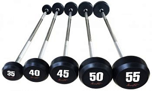 Набор прямых обрезиненных штанг Aerofit, 35-55 кг | Aerofit Professional | aero-fitnes.ru