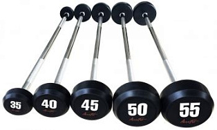 Набор прямых обрезиненных штанг Aerofit, 35-55 кг | Aerofit Professional | aero-fitnes.ru