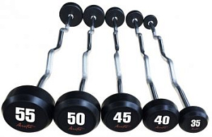 Набор изогнутых обрезиненных штанг Aerofit, 35-55 кг | Aerofit Professional | aero-fitnes.ru