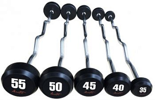 Набор изогнутых обрезиненных штанг Aerofit, 35-55 кг | Aerofit Professional | aero-fitnes.ru