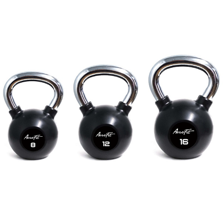 Гиря обрезиненная с хромированной рукояткой 8 кг Aerofit AFBK8 | Aerofit Professional | aero-fitnes.ru