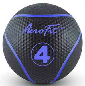 Медбол Aerofit 4 кг, черный/ голубой | Aerofit Professional | aero-fitnes.ru