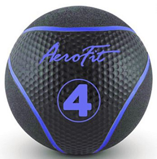 Медбол Aerofit 4 кг, черный/ голубой | Aerofit Professional | aero-fitnes.ru