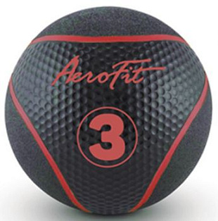 Медбол Aerofit 3 кг, черный/ красный | Aerofit Professional | aero-fitnes.ru