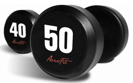 Набор обрезиненных гантелей Aerofit 40-50 кг (5 пар) | Aerofit Professional | aero-fitnes.ru