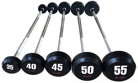 Набор прямых обрезиненных штанг Aerofit, 35-55 кг | Aerofit Professional | aero-fitnes.ru