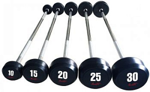 Набор прямых обрезиненных штанг Aerofit, 10-30 кг | Aerofit Professional | aero-fitnes.ru