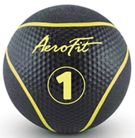 Медбол Aerofit 1 кг, черный/ желтый | Aerofit Professional | aero-fitnes.ru