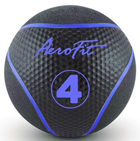 Медбол Aerofit 4 кг, черный/ голубой | Aerofit Professional | aero-fitnes.ru