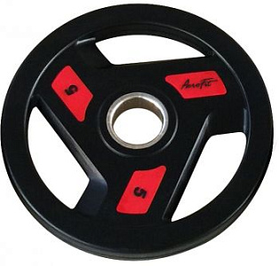 Олимпийский обрезиненный диск Aerofit 5 кг, черно-красный | Aerofit Professional | aero-fitnes.ru